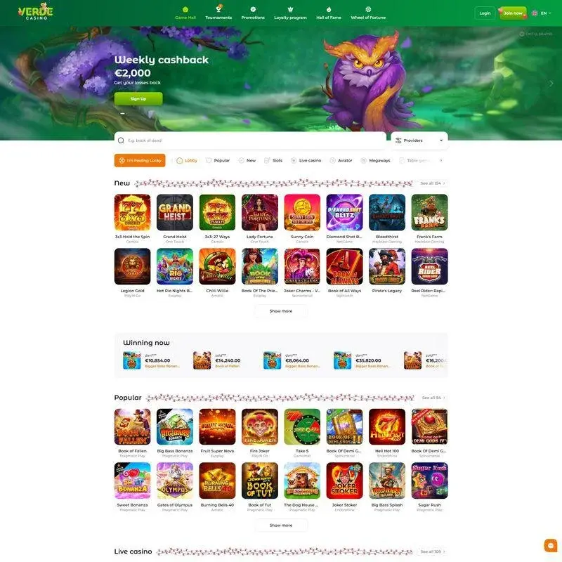 Verde Casino screenshot